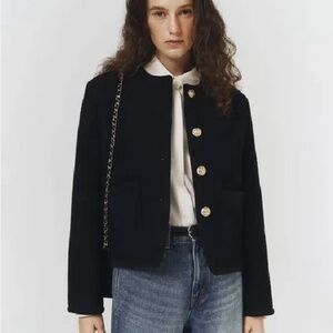 [NWOT] Dunst Classic Boucle Tweed Wool Jacket Black